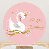 Runden Golden Welle Weiß Schwan Glücklich Geburtstag Hintergrund